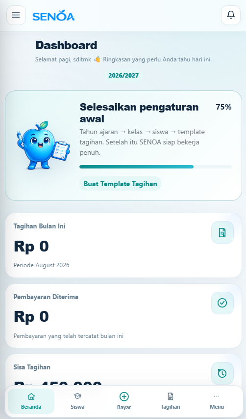 Dashboard mobile SENOA